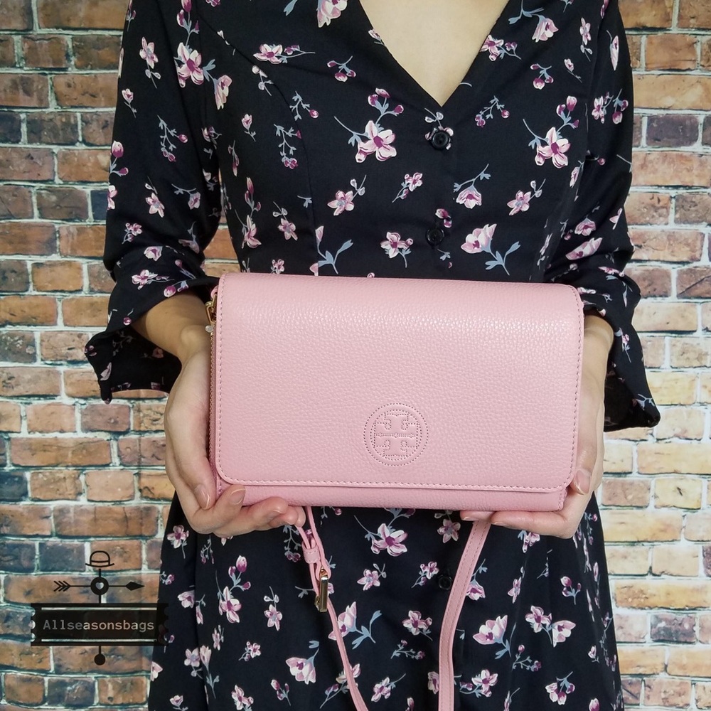 Tory Burch Bombe flat crossbody clutch cameo bag - Picture 1 of 8